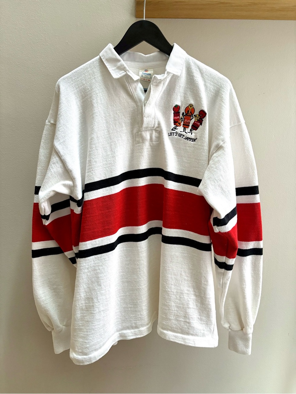Trimark VTG 80s Kraft Let’s Get Jammin’ longsleeve rugby polo shirt XL